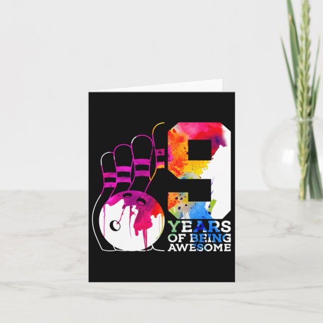 Cartão 9 Anos De Boliche Incrível 9º Aniversário (Frente)