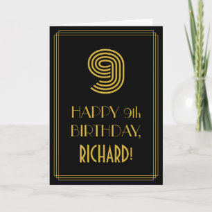Cartão 9.o Aniversário: Art Deco Inspirou Olhar "9" & No