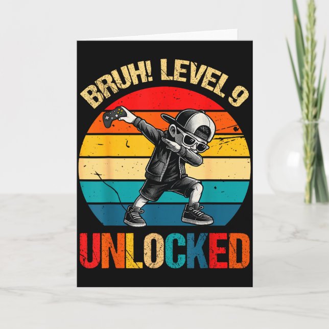 Cartão 9 Years Old Dabbing Boy Bruh 9th Level Unlocked Bi (Frente)