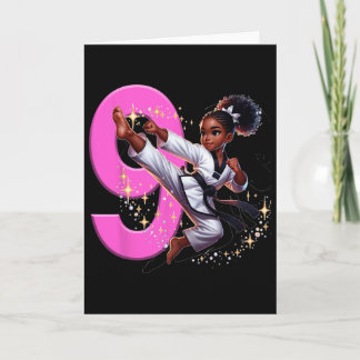 Cartão 9th Birthday Black Girl Martial Arts Party Taekwon