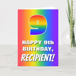 Cartão 9th Birthday: Colorful, Fun Rainbow Pattern # 9