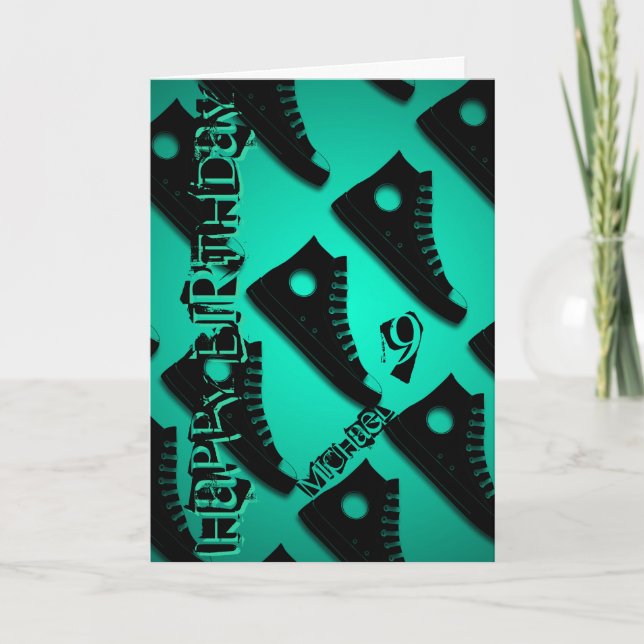 Cartão 9th Birthday Custom Greeting Card with Footwear 1 (Frente)