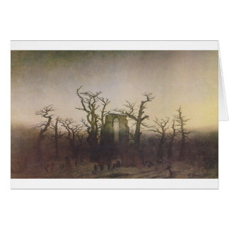 Cartão A abadia na madeira de carvalho