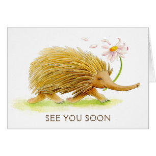 Cartão A aguarela animal irrisório do Echidna vê-o logo