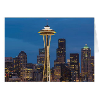 Cartão A Agulha Espacial e o centro Seattle
