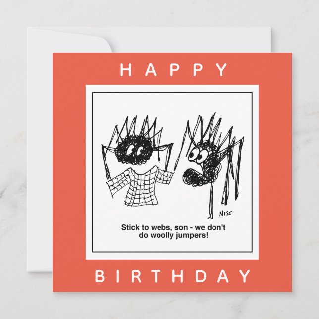 Cartão A aranha diz "Stick to Webs" Cartoon. (Frente)