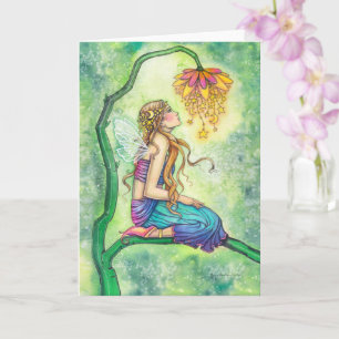 Cartão A Arte da Fada das Flores em Aquarela Sonhadora
