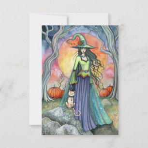 Cartão A Arte Fantástica de Halloween da Bruxa Presunçosa