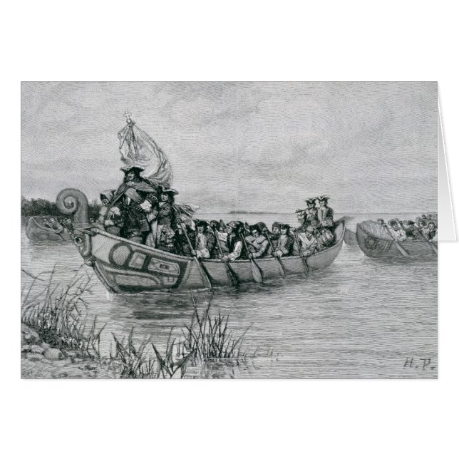 Cartão A aterragem do cadillac (Frente Horizontal)