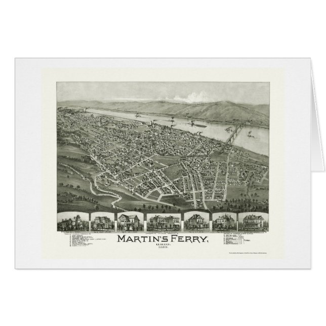 Cartão A balsa de Martin, mapa panorâmico do OH - 1899 (Frente Horizontal)