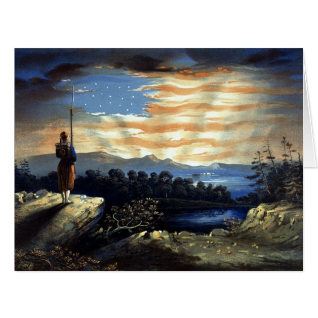 Cartão A bandeira dos Estados Unidos no Céu, Guerra Civil (Frente horizontal)