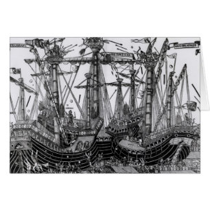 Cartão A batalha de Zonchio em 1499