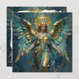 Cartão A Beautiful Gold and Turquoise Angel Blank
