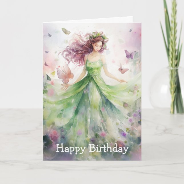 Cartão A Beautiful Spring Fairy Birthday (Frente)