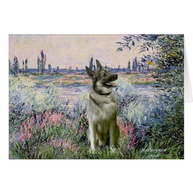 Cartão À Beira do Sena - Norwegian Elkhound (Frente Horizontal)