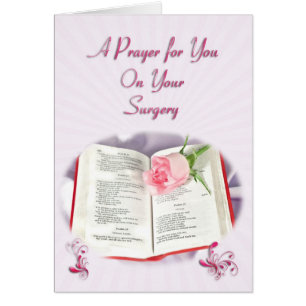 Cartão A bíblia e a oração cor-de-rosa para o sucesso da