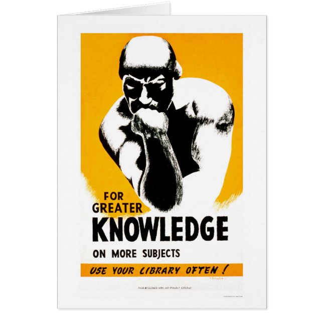 Cartão A biblioteca é conhecimento WPA 1940 (Frente)