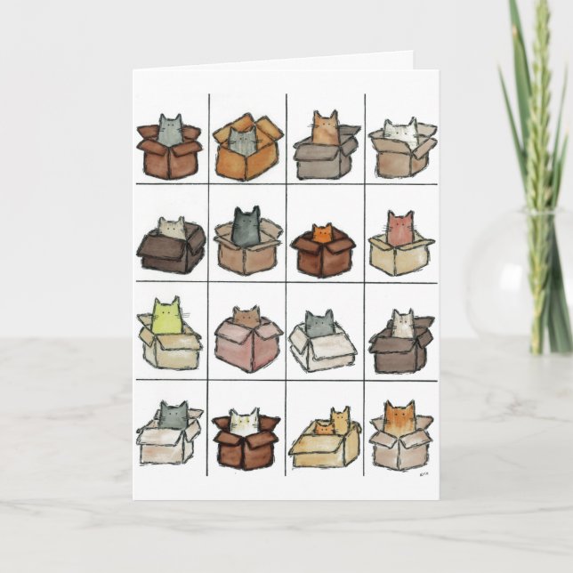 Cartão A Box For Every Cat Greeting Card (Frente)