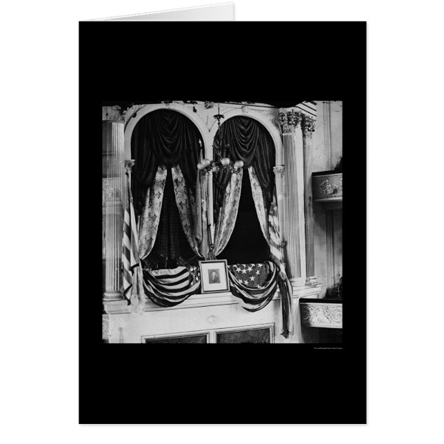 Cartão A caixa de Lincoln no teatro 1865 de Ford (Frente)