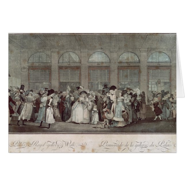 Cartão A caminhada da galeria do Palais Royal, 1787 (Frente Horizontal)