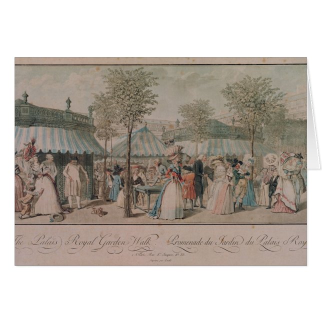 Cartão A caminhada do jardim do Palais Royal, 1787 (Frente Horizontal)