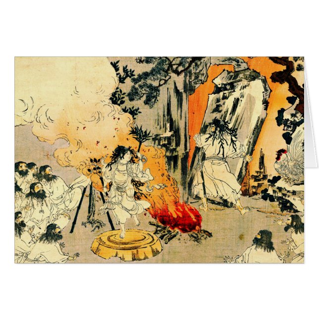 Cartão A caverna 1880 de Amaterasu (Frente Horizontal)