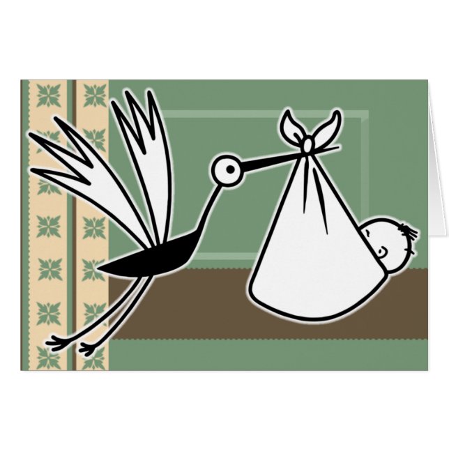 Cartão A cegonha traz o bebê (Frente Horizontal)