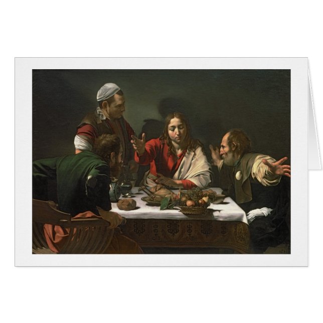 Cartão A ceia em Emmaus, 1601 (óleo e tempera) (Frente Horizontal)