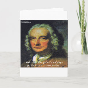Cartão A citação de Henry Fielding "Se o dinheiro é se