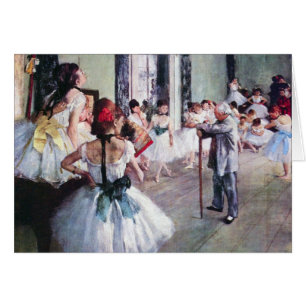 Cartão A classe de dança por Edgar Degas, arte do balé 