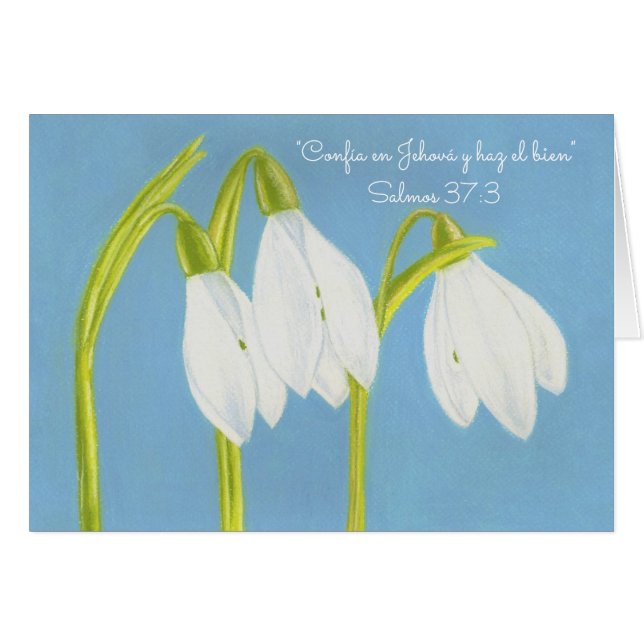 Cartão A confiança Jehovah-Faz Good~SnowDrops~Spanish (Frente horizontal)