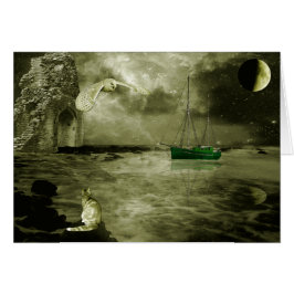 Cartão A coruja e o gatinho