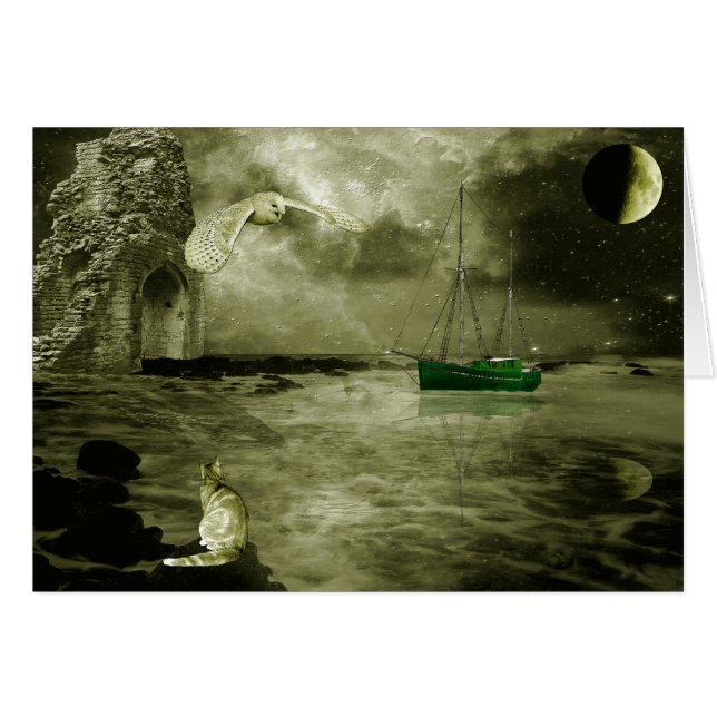 Cartão A coruja e o gatinho (Frente Horizontal)