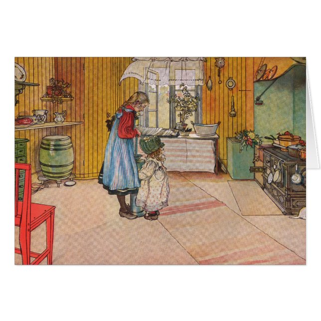 Cartão A cozinha por Carl Larsson customizável (Frente Horizontal)