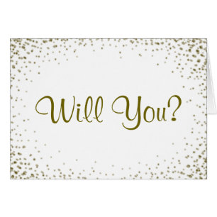 Cartão A dama de honra Dourado dos confetes convida