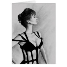 A dama Mulher arte original de Retrato Preto &
