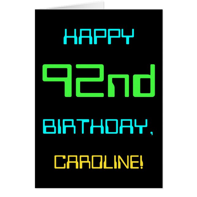 Cartão A divertida computação digital ameaçou o 92º anive (Frente)