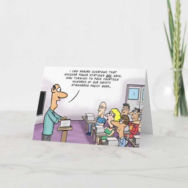Cartão A Energia Nuclear De Cartoon Engraçada Está Segura (Frente)