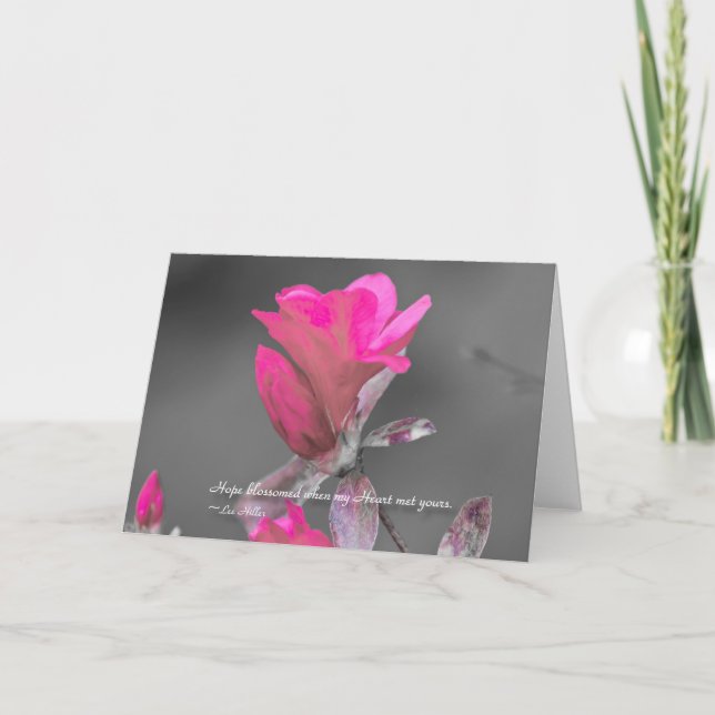 Cartão A esperança floresceu quando meu coração... (Frente)