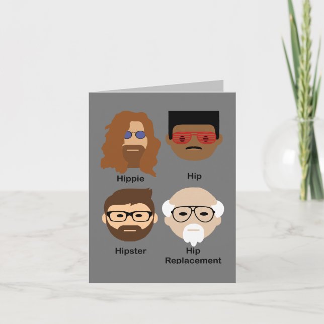 Cartão A evolução do quadril - hippie para a substituição (Frente)
