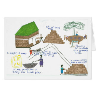 Cartão A família de Hilda faz tijolos para construir sua