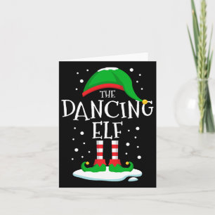 Cartão A Família De Natal Elf Dançante Correspondendo Xma