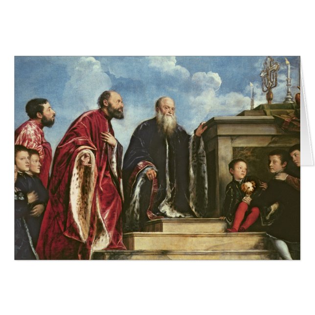 Cartão A família de Vendramin, 1543-47 (óleo em canvas) (Frente Horizontal)