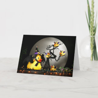 Cartão A Família do Pato Morcego de Halloween