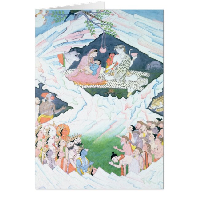 Cartão A família santamente de Shiva e de Parvati (Frente)