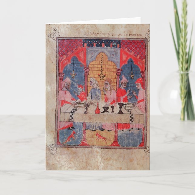 Cartão A family gathered at the table for Passover (Frente)