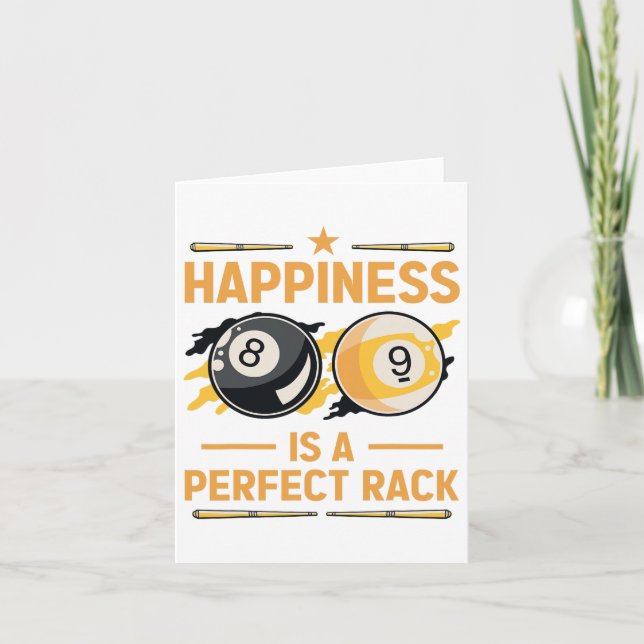 Cartão A Felicidade É Um Jogo De Bilhar De Rack Perfeito  (Frente)