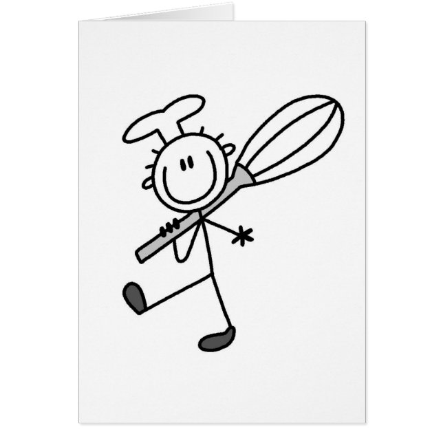 Cartão A figura cozinheiro chefe da vara com Whisk o (Frente)