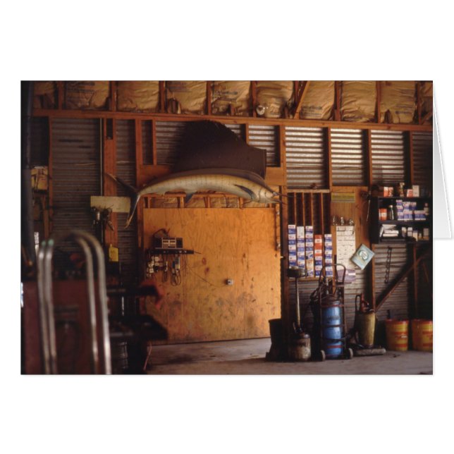 Cartão A garagem da macha, Wimberly, Texas (Frente horizontal)