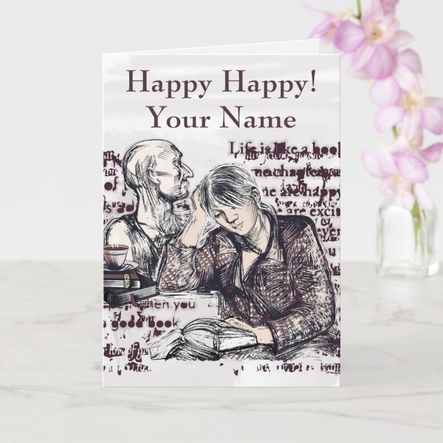 Cartão A garota lendo um livro (Orquídea)